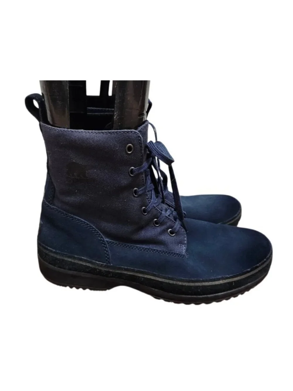 Sorel Woodbine Surplus NM1783 Men's Boots Size 13 Navy Leather Canvas Lace Up